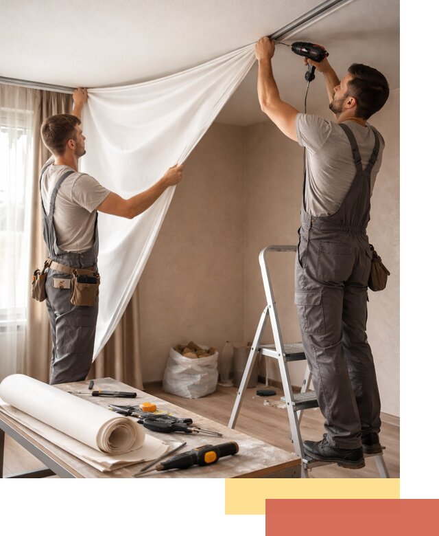 Замена полотна натяжного потолка в Ишимбае быстро и качественно