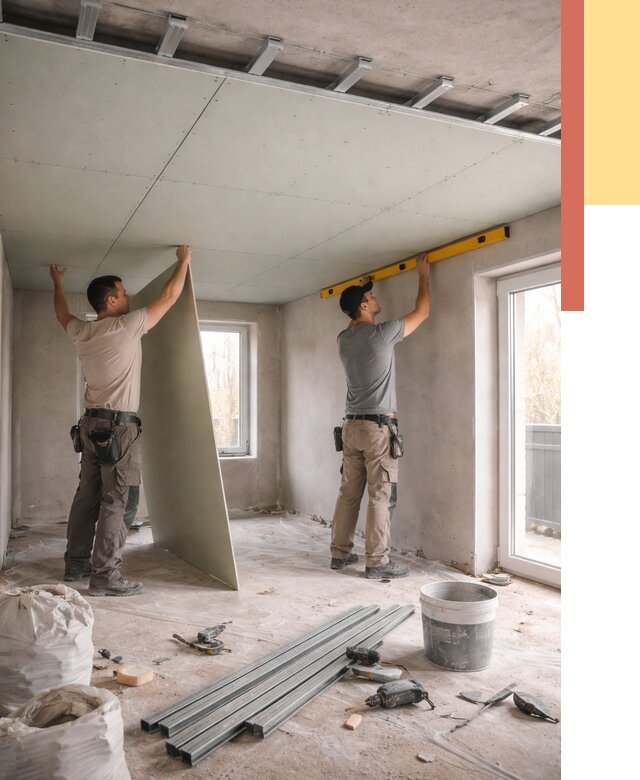 Одноуровневый потолок из гипсокартона в Ишимбае от 761 руб. — монтаж под ключ | ОТДЕЛОЧНИК-Шмб