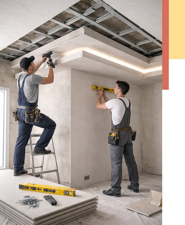 Двухуровневый потолок из гипсокартона в Ишимбае от 1470 руб. под ключ | ОТДЕЛОЧНИК-Шмб