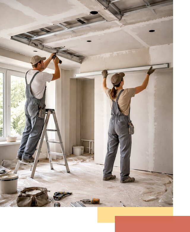 Монтаж многоуровневого потолка из гипсокартона в Ишимбае