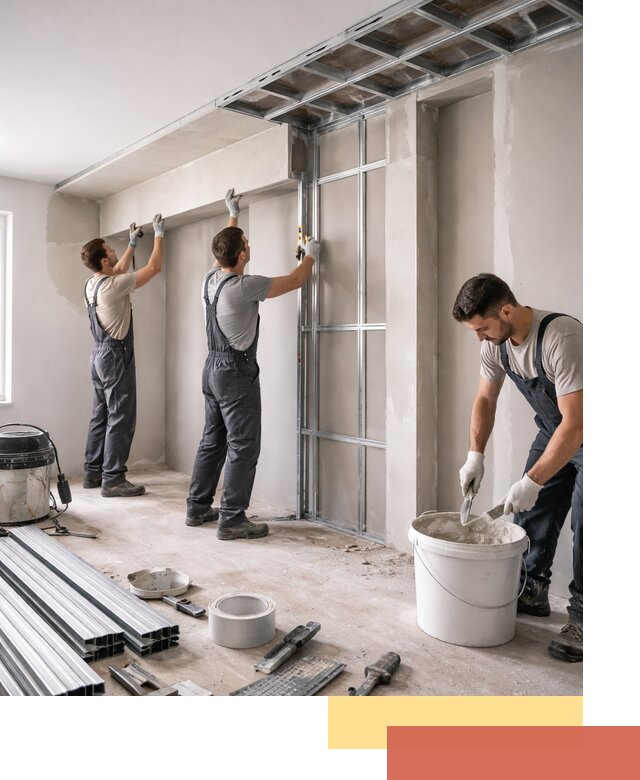 Монтаж потолка из гипсокартона с нишей в Ишимбае