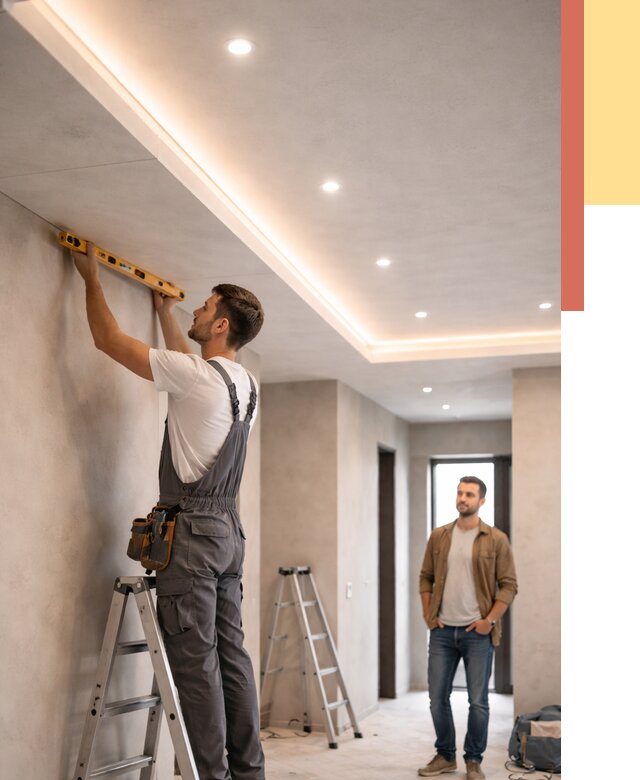 Потолок из гипсокартона с подсветкой в Ишимбае от 761 руб./м2 под ключ | ОТДЕЛОЧНИК-Шмб