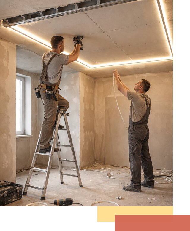 Потолок из гипсокартона с подсветкой в Ишимбае