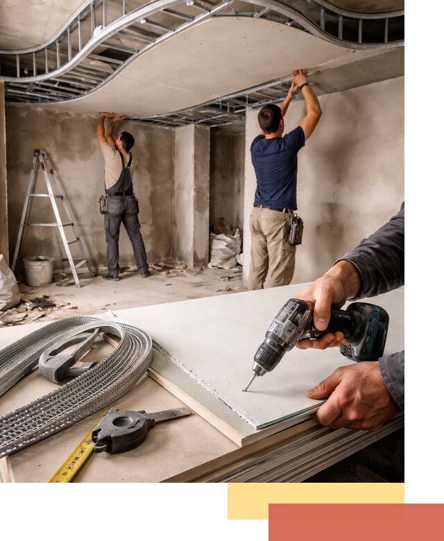 Криволинейный потолок из гипсокартона в Ишимбае — монтаж и отделка