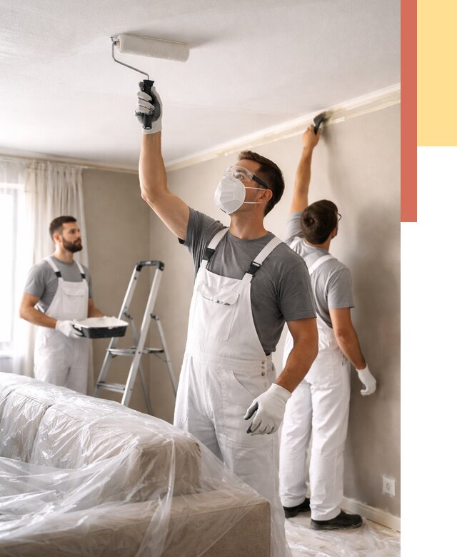 Покраска потолка водоэмельсионной краской в Ишимбае от 2231 руб/м² — услуги под ключ | ОТДЕЛОЧНИК-Шмб