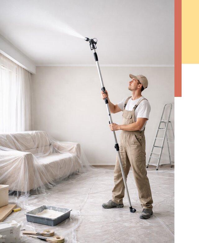 Покраска потолка краскопультом в Ишимбае от 4563 руб. быстро и недорого | ОТДЕЛОЧНИК-Шмб