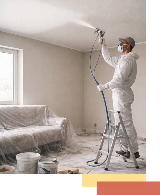 Покраска потолка краскопультом в Ишимбае быстро и качественно