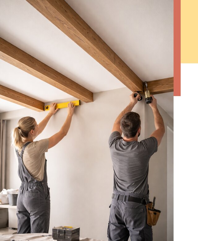 Монтаж декоративных балок на потолок в Ишимбае от 4259 руб. — ОТДЕЛОЧНИК-Шмб